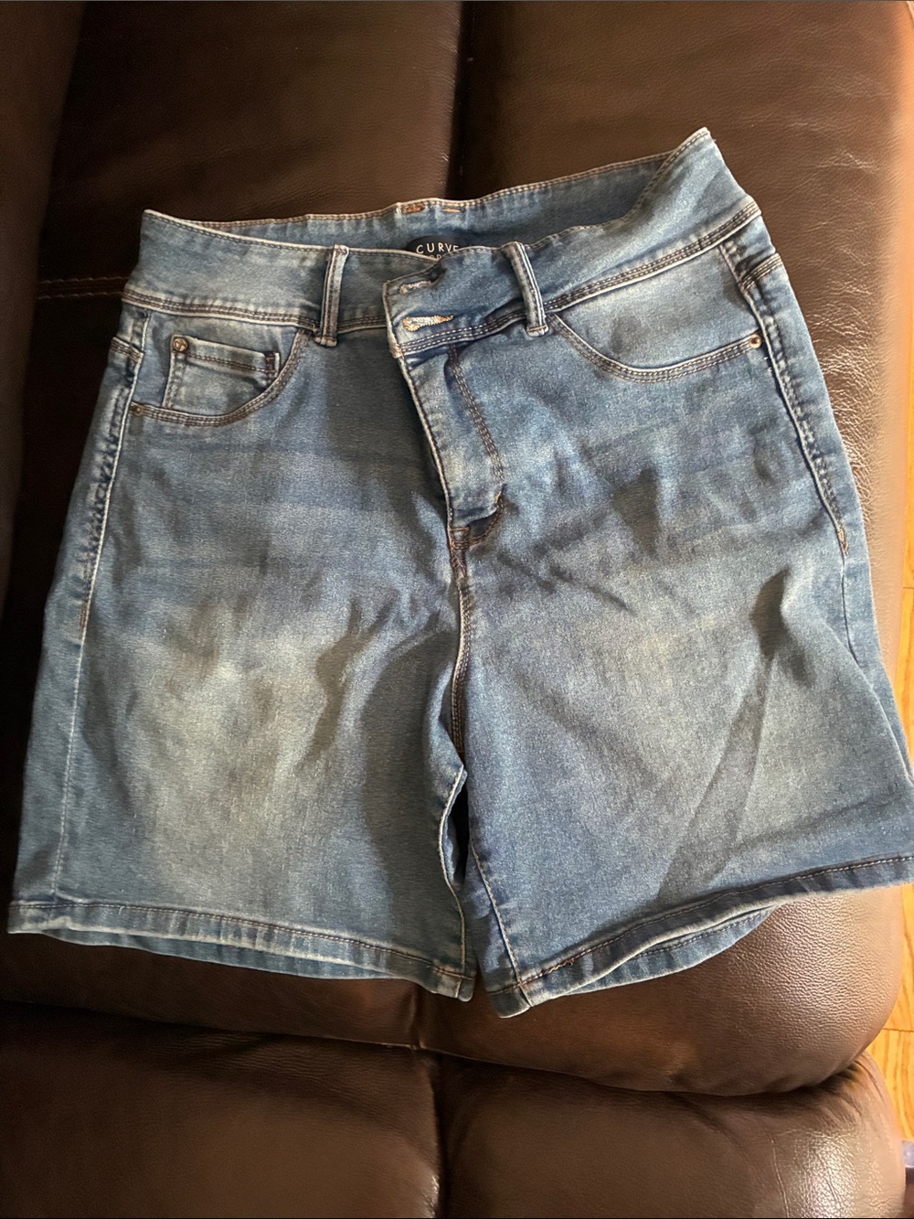Curve Blue Denim Jean Shorts woman size 10